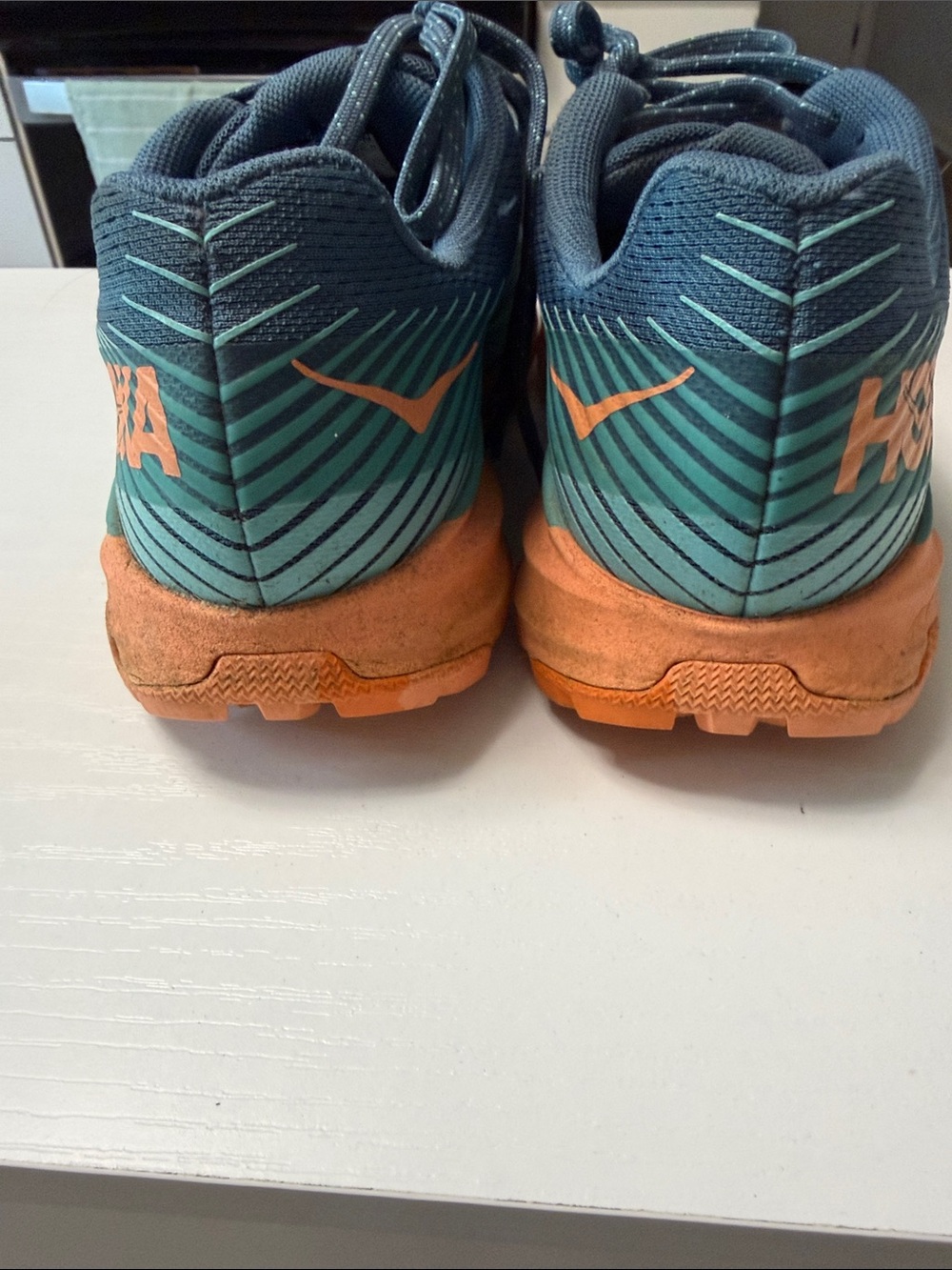 Hoka Women’s Blue Teal and Orange Trail Running Shoes - Picture 4 of 5
